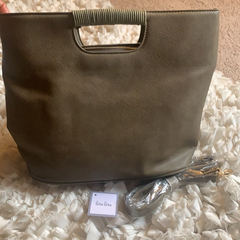 Army Green Leather Lou Lou bag w/strap